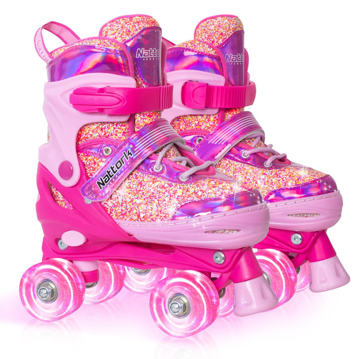Nattork Kinder Rollschuhe, Rollschuhe Verstellbar mit 4 Grössen Einstellbare, Rollschuhe für Mädchen