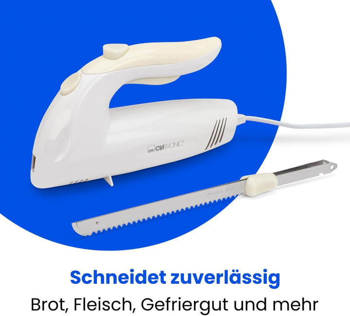 Clatronic Elektromesser, Messer, elektrisches Messer mit spülmaschinenfester spezialgezahnten Edelst