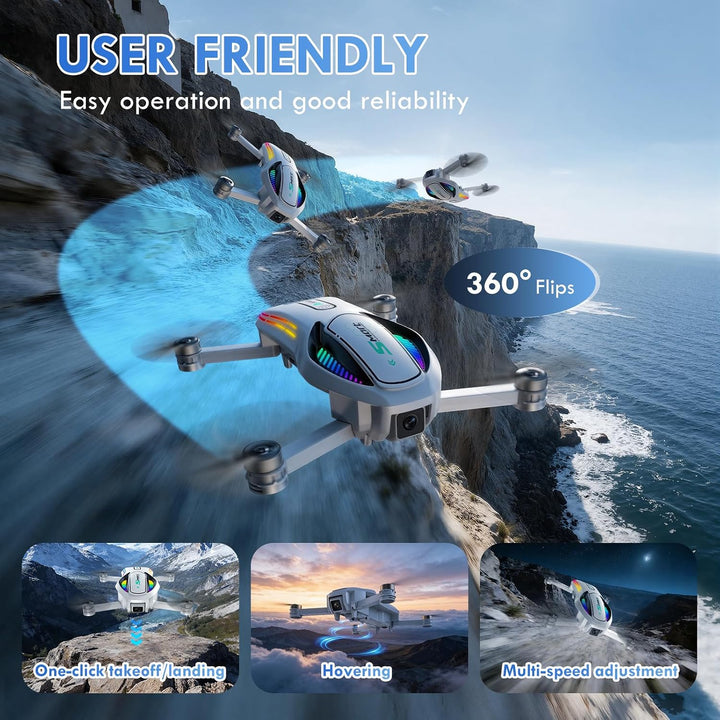 Gerbala Drohne, RC Drohne mit Doppelkameras 8K HD für Kinder, WiFi 30fps Quadcopter für Anfänger, mi