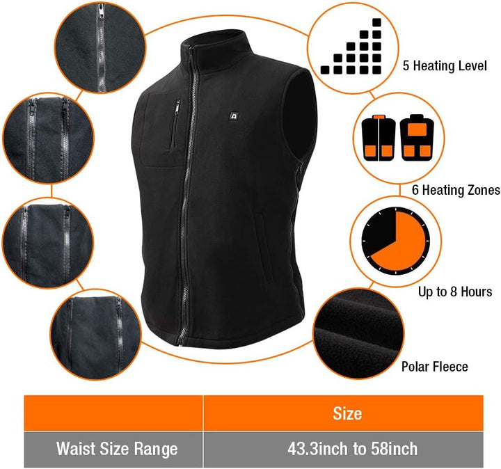 ARRIS Heizweste für Männer Grösse einstellbar elektrische Heizung Körper warm Gilet 7.4V batteriebet