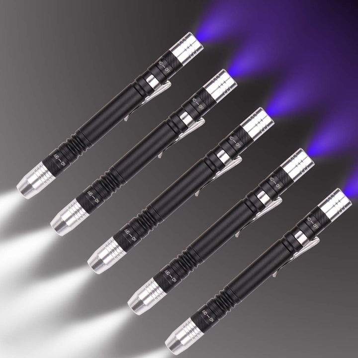 POCKETMAN Mini Taschenlampe LED 395nm UV Taschenlampe 2 Lichtquelle Mini Stift Taschenlampe mit Bele