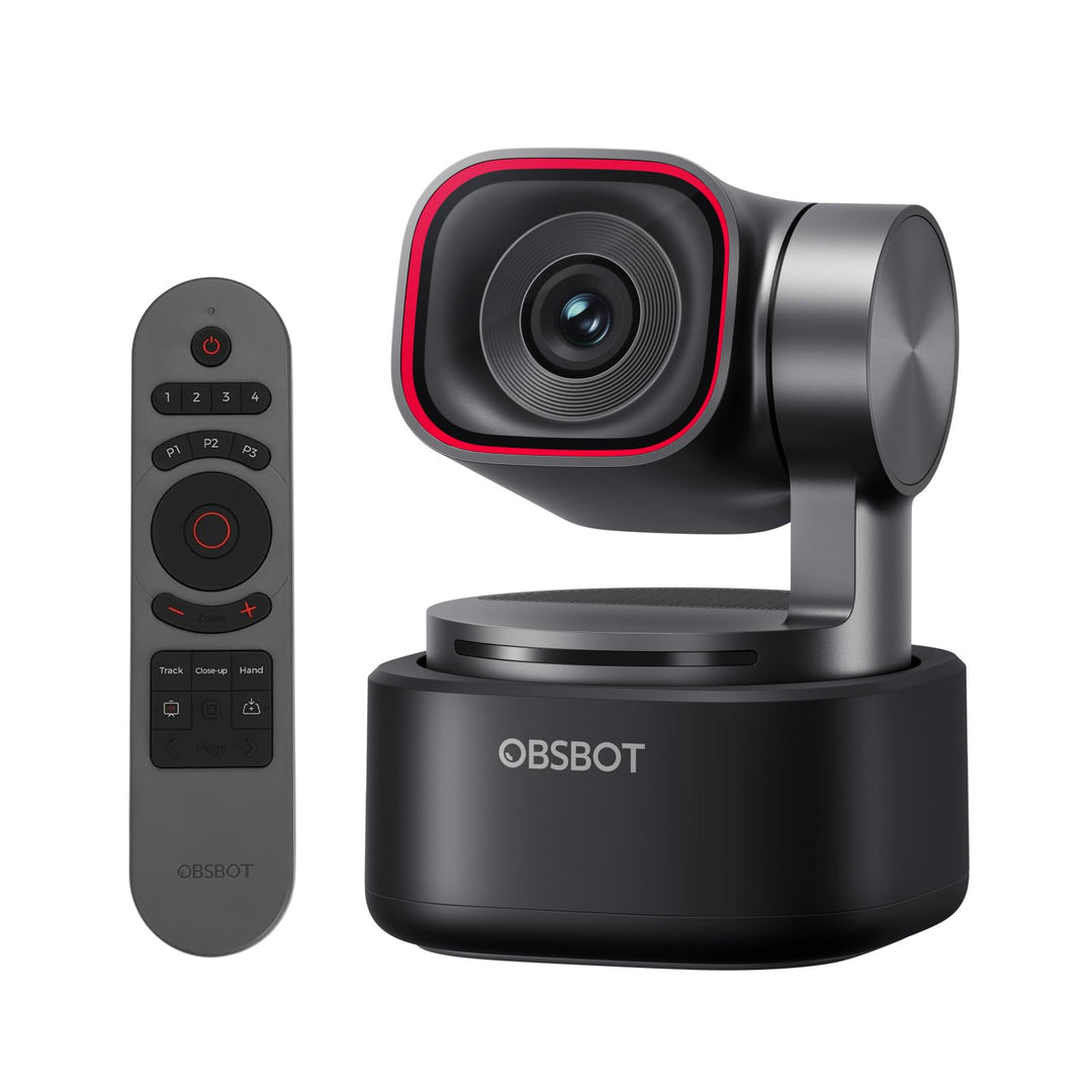OBSBOT Tiny 3 mit Fernbedienung, PTZ 4K-Webcam mit Spatial Audio, Tri-Mikrofon, 1/1,28"-Sensor, DGG