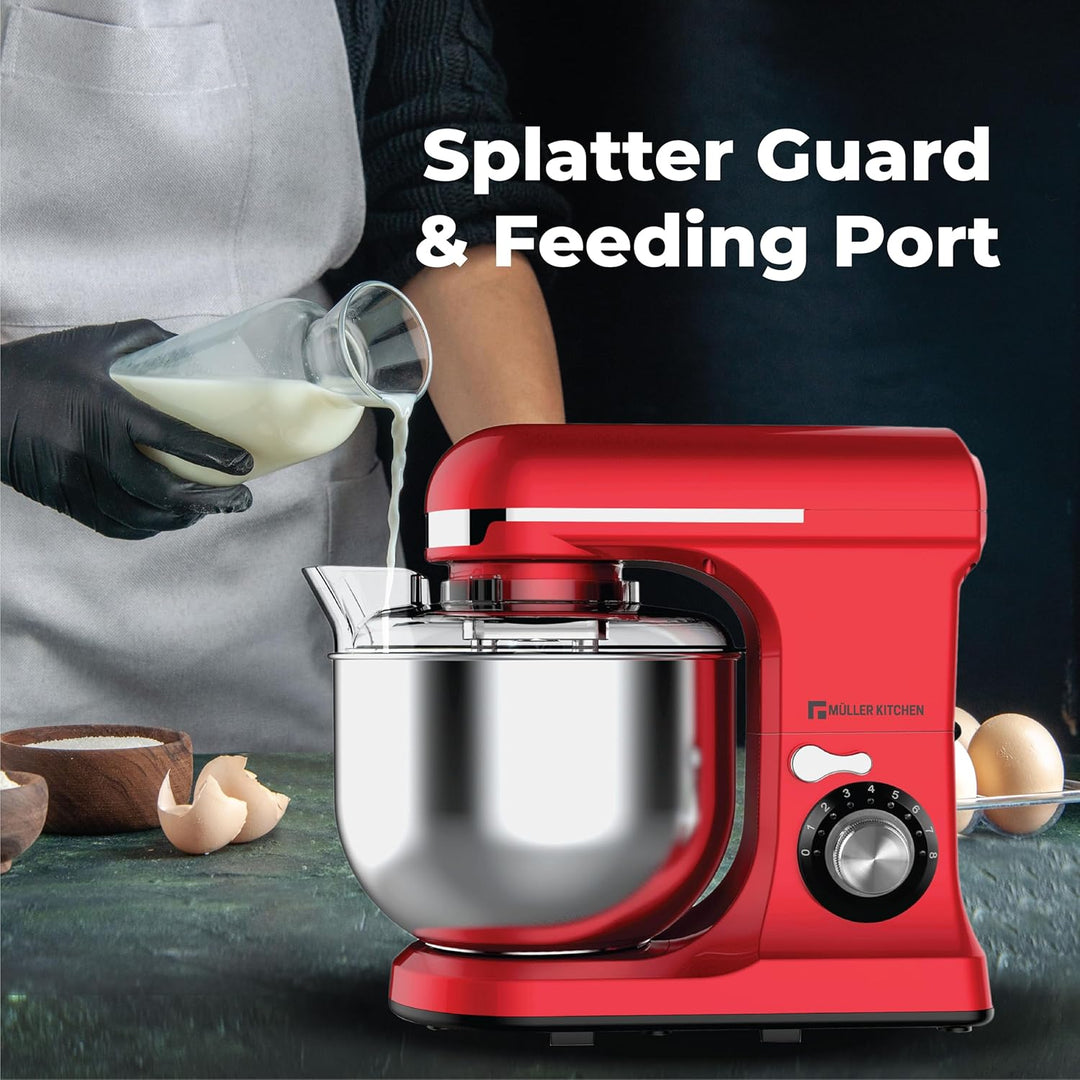 Müller Kitchen MK-6039 Küchenmaschine 7L inkl. Schneebesen, Knethaken und Rührhaken, Staubabdeckung