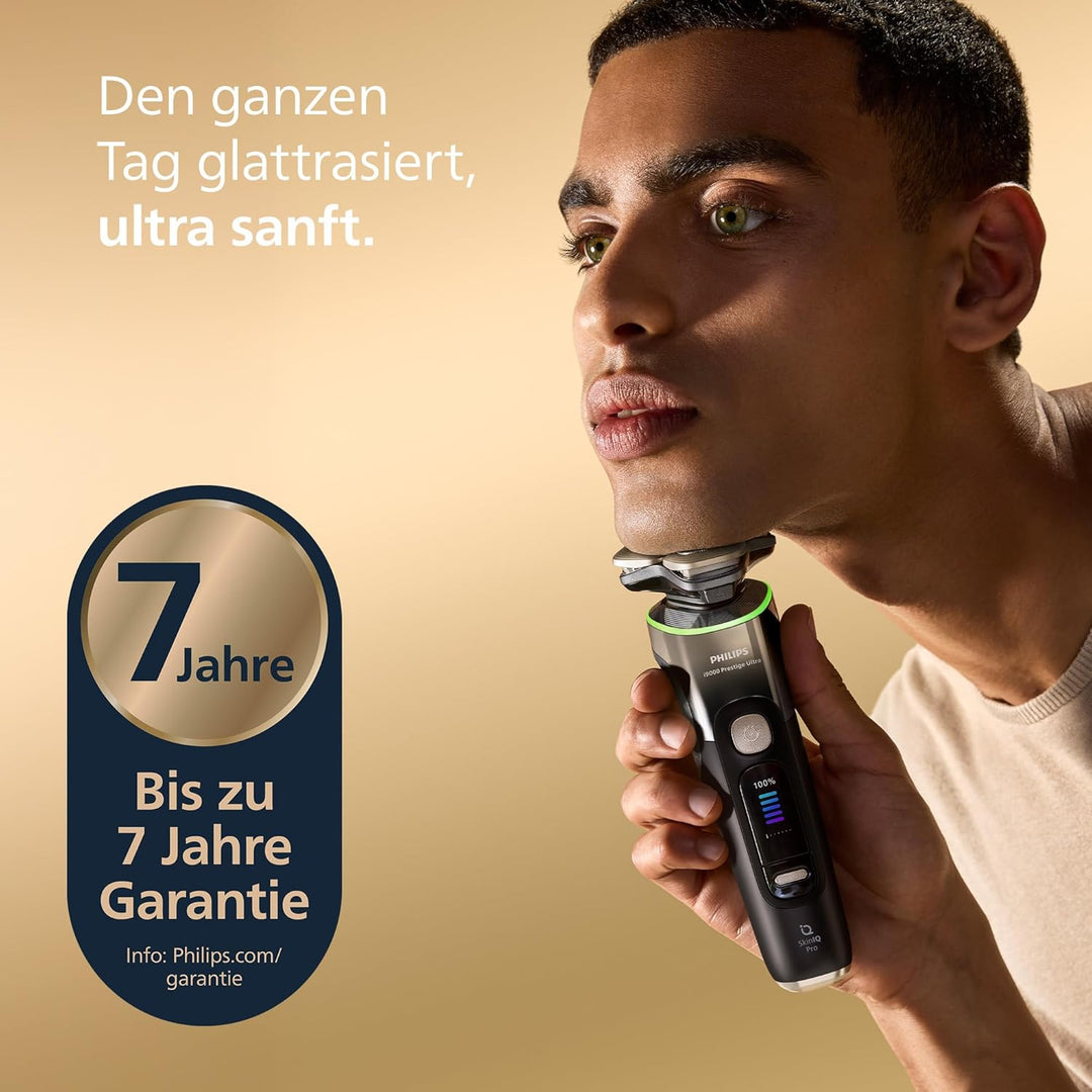 Philips Rasierer i9000 Prestige Ultra, Nass- und Trockenrasierer für Männer, schwarz, Druck- und Bew