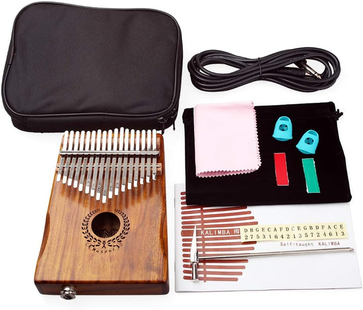 Alnicov Acacia EQ Kalimba mit 17 Tasten, elektrischer Finger-Daumen-Klavier Eingebauter Tonabnehmer