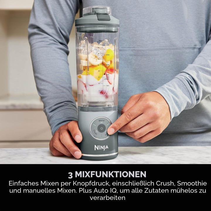 Ninja Blast Max Tragbarer Mixer, 570 ml, wiederaufladbarer Akku, Mixbecher & auslaufsicherer Deckel,