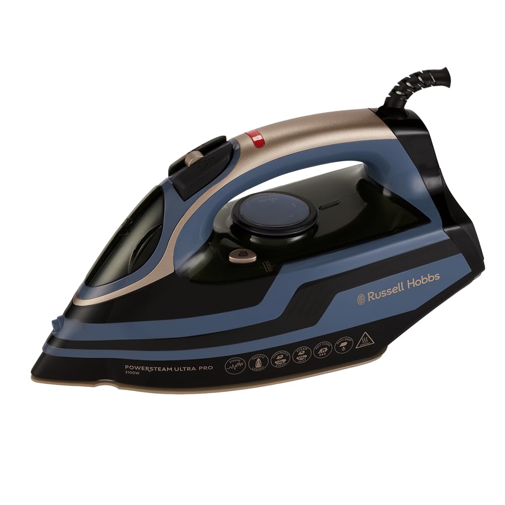 Russell Hobbs Dampfbügeleisen, 3100W, 210g Extra-Dampfstoss, Blau Powersteam Ultra Pro 3100W, Powers