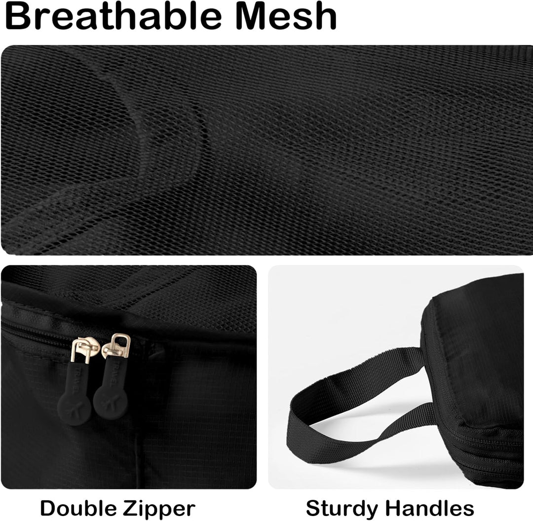 Grosse Koffer Organizer 40×20×25, 2 Stück Packwürfel Kompression & 4 Stück Mesh Packing Cubes, Koffe