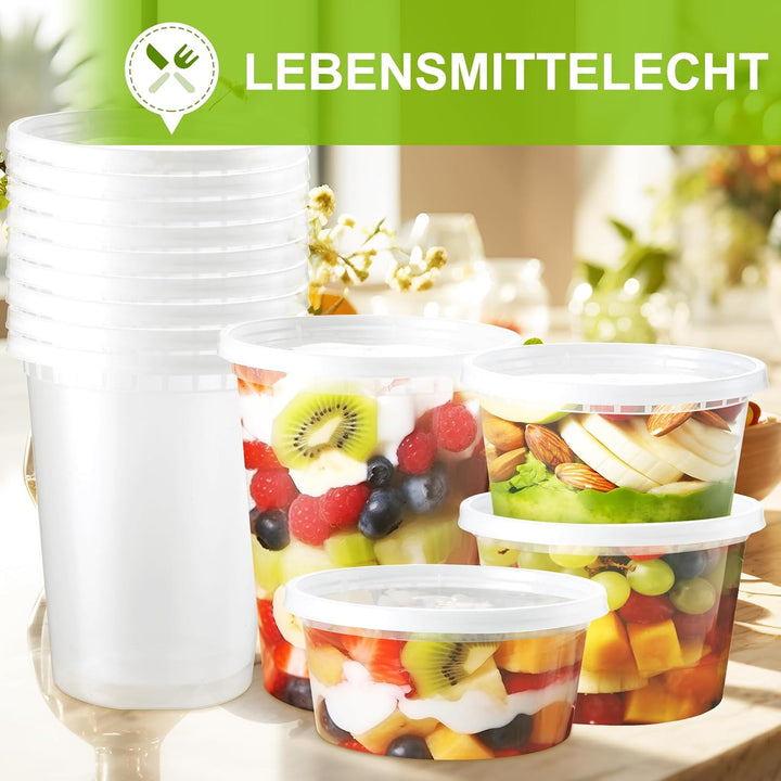 Eupako 60 Stück Vorratsdosen mit Deckel, 480ml Deli Container mit Deckeln | BPA-frei, Luftdicht &amp; au