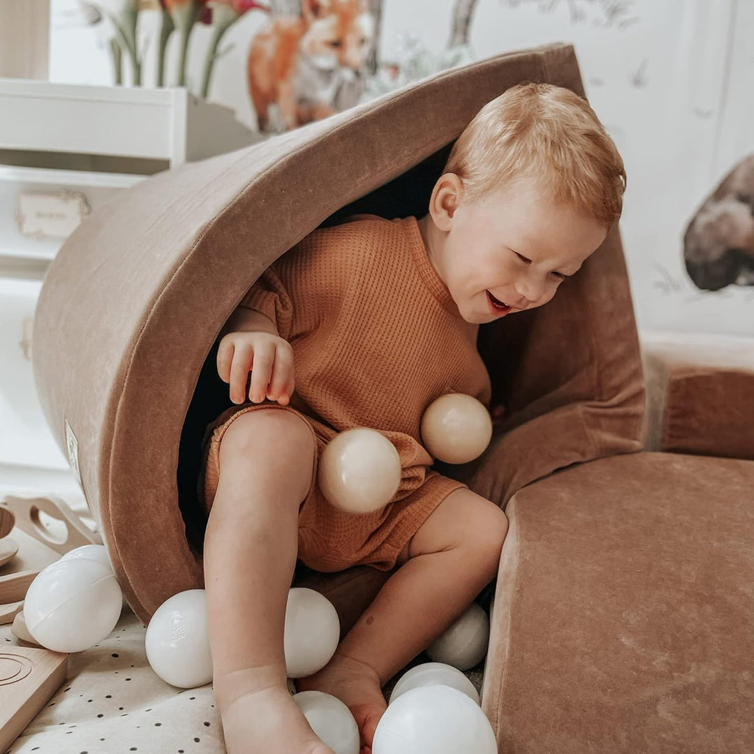 MEOWBABY Spielplatz aus Schaumstoff mit Bällebad 200x45cm - Schaumspielset mit 100 Bälle für Kinder,