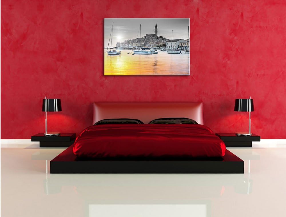 Pixxprint Kroatische Hafenstadt / 100x70cm Leinwandbild bespannt auf Holzrahmen/Wandbild Kunstdruck