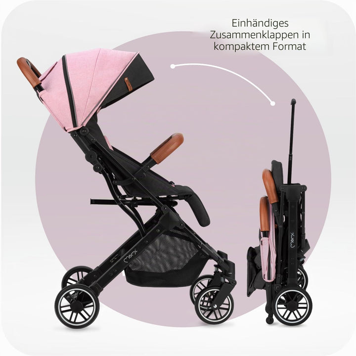 MoMi ESTELLE Kinderwagen ab 6. Monat (bis 15 kg), klappbarer Buggy mit 5-Punkt-Sicherheitsgurt, Eink