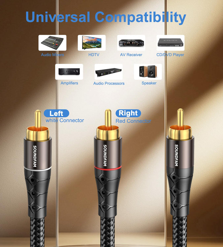 RCA Splitter Kabel 5M RCA Y Splitter 1 Stecker Auf 2 Stecker Subwoofer Y Kabel Bi-Direktional [Doppe