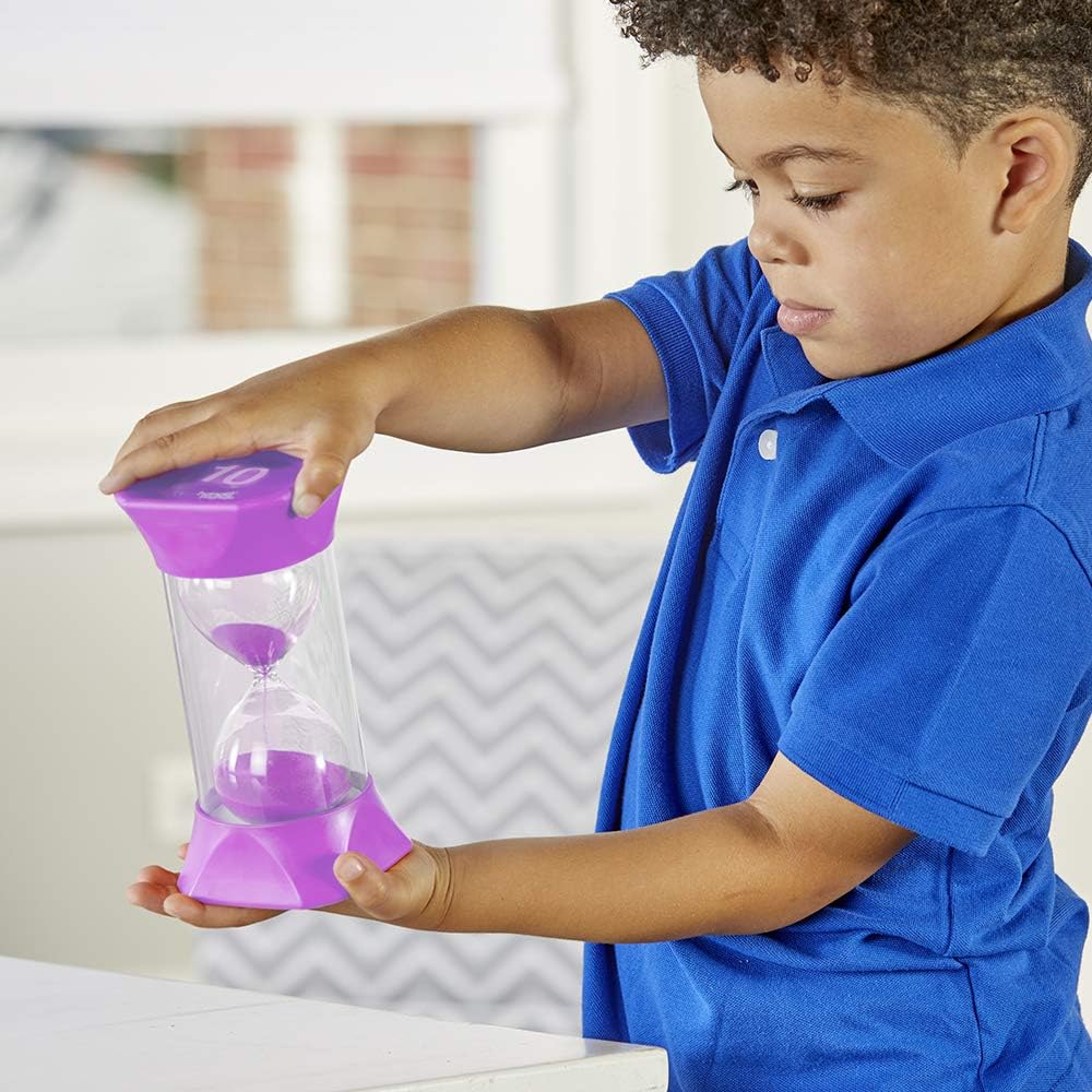 Learning Resources Jumbo-Sanduhr (10 Minuten), violett, weiche Gummi-Endkappen bieten leises Pausen,