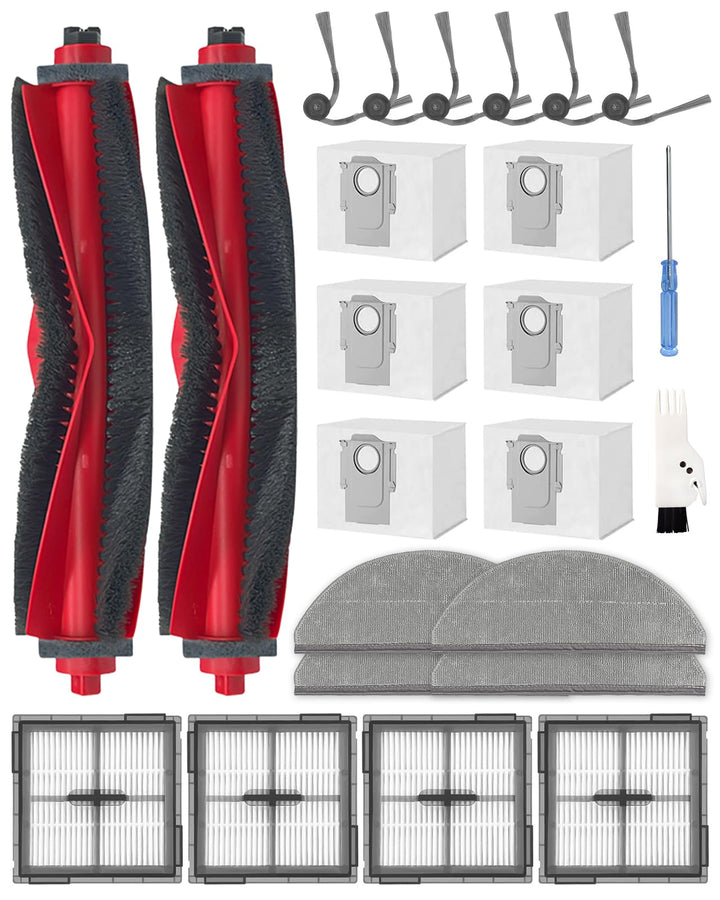 24 Stück Ersatzteile Set für Roborock Q10 X5+ Robot Staubsauger, Zubehörsets mit 2 Hauptbürste, 6 Se