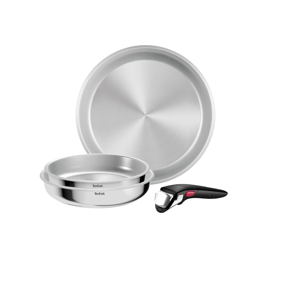 Tefal Ingenio Comfort Max 4-tlg. Pfannen-Set, extrastarker Boden, unversiegelt, platzsparend, Thermo