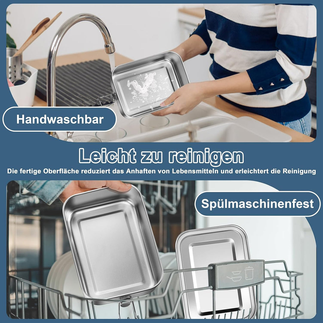 Homikit Bento Box, 1400ml Edelstahl Brotdose Lunchbox mit Fächern, Lunch Box Gross für Kinder Erwach