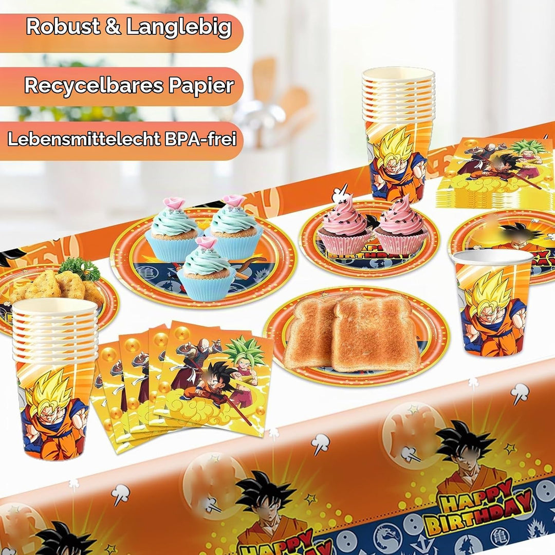 Dragon Pappteller Kindergeburtstag Deko Go- Ku Geburtstag Geschirr Set Geburtstagsdeko Partygeschirr