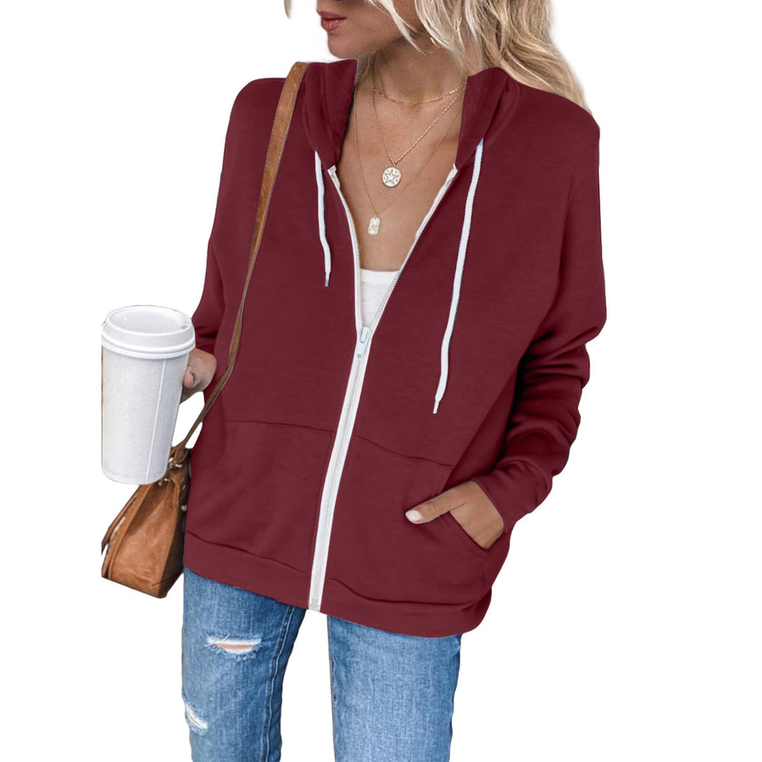 Uusollecy Damen Sweatjacke Hoodie Sweatshirtjacke Pullover Oberteile Kapuzenpullover Einfarbig Full