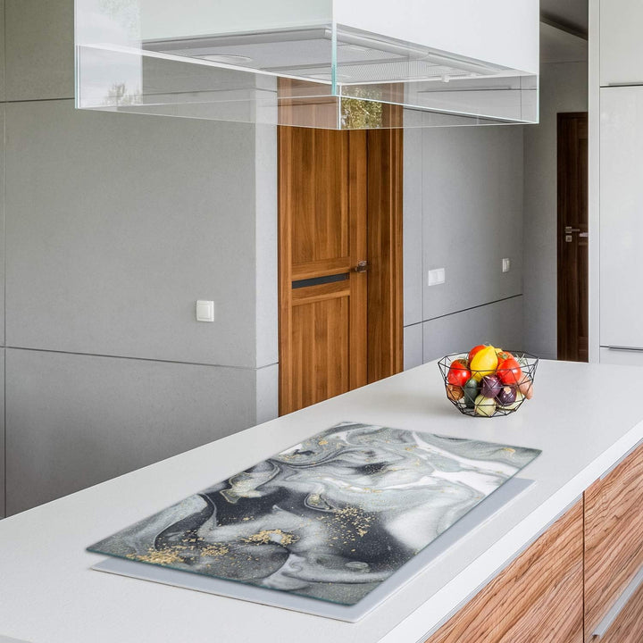 TMK | Herdabdeckplatte 90x52 cm Glas Ceranfeldabdeckung Induktion Herdschutz Spritzschutz Glasplatte