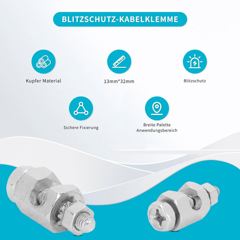 Blitzschutz-Kabelklemme, kleine Standard-Spezifikation 10PCS Kupfer-Blitzschutz-Kabelklemme, Erdungs