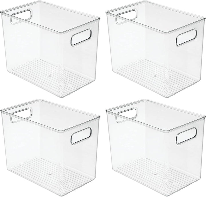 mDesign 4er-Set Aufbewahrungsbox mit Griffen – hohe Kühlschrankbox zur Lebensmittelaufbewahrung – Ab