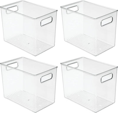 mDesign 4er-Set Aufbewahrungsbox mit Griffen – hohe Kühlschrankbox zur Lebensmittelaufbewahrung – Ab