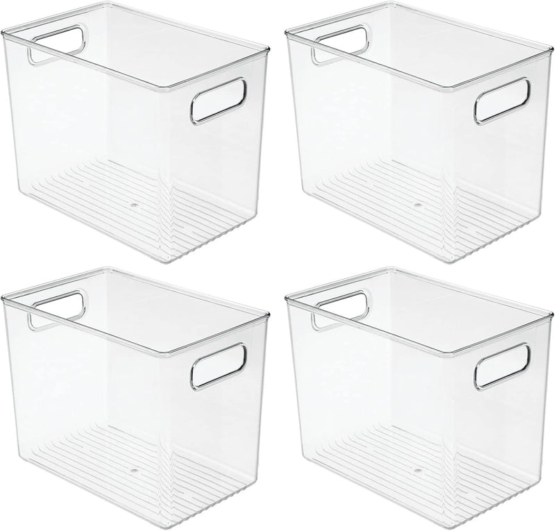 mDesign 4er-Set Aufbewahrungsbox mit Griffen – hohe Kühlschrankbox zur Lebensmittelaufbewahrung – Ab