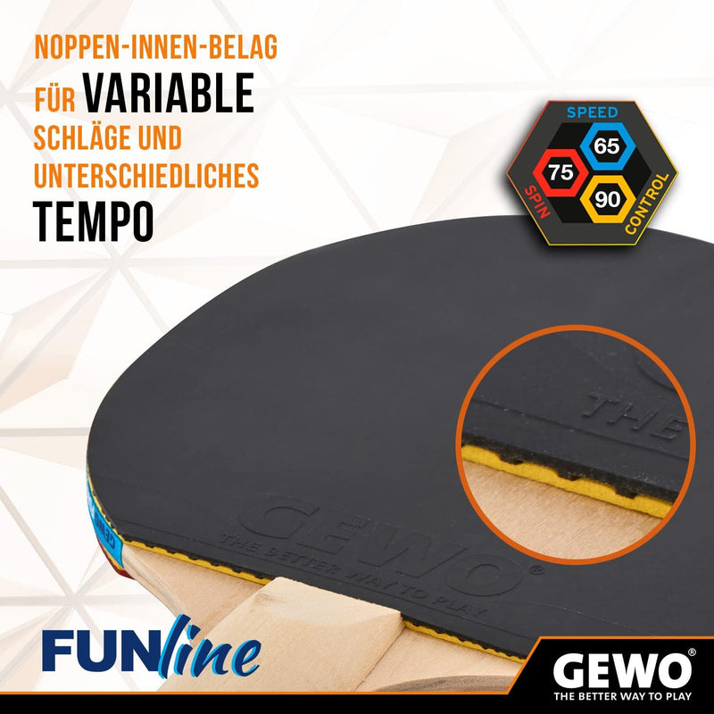 GEWO Double Fun Tischtennisschläger Set für Hobby und Freizeit mit 3 Tischtennis Bällen und Aufbewah