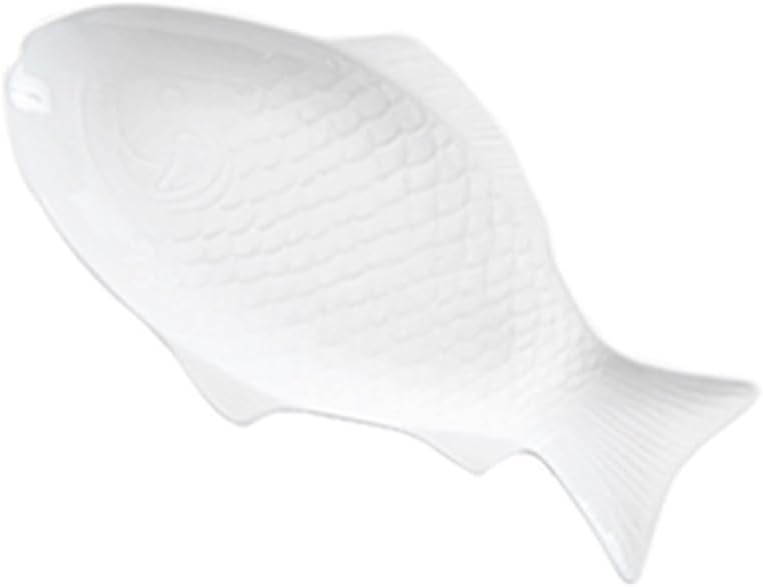 Cabilock Fischteller Keramik Fischplatte Porzellan Servierteller Fischform Lachsplatte Vorlegeplatte