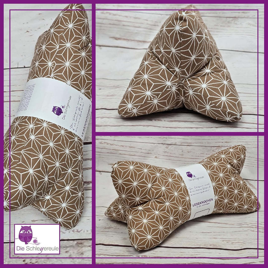 Leseknochen Nackenkissen Handmade in D, waschbar (Origami braun), Origami Braun