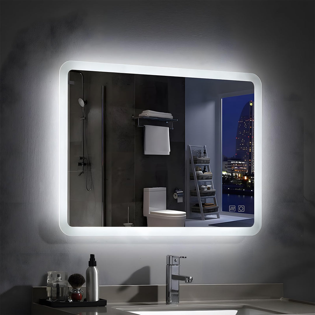 MEESALISA LED Badspiegel 60 x 50 cm mit Beleuchtung Rechteckig Badezimmer Wandspiegel Antibeschlage