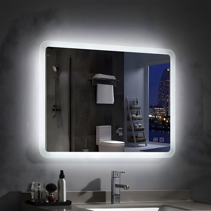 MEESALISA LED Badspiegel 60 x 50 cm mit Beleuchtung Rechteckig Badezimmer Wandspiegel Antibeschlage