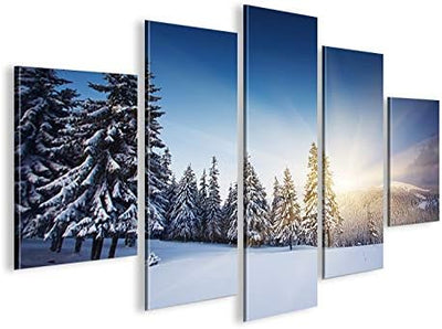 islandburner Bild Bilder auf Leinwand Winterlandschaft Alpen Berge Schnee MF XXL Poster Leinwandbild