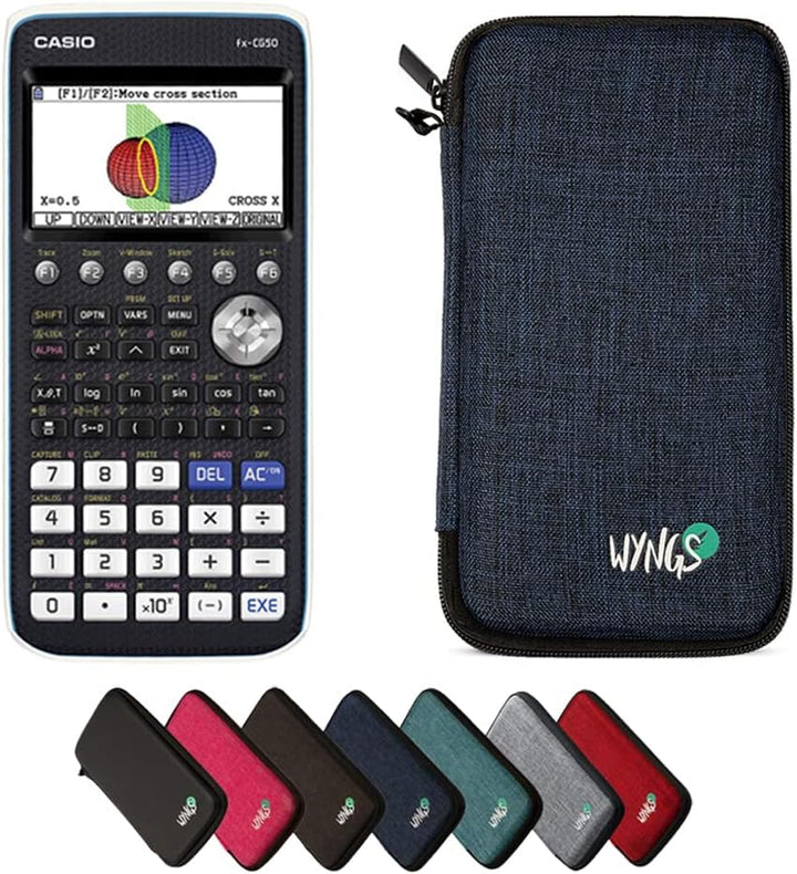 CALCUSO Sparpaket: Casio FX-CG 50 Grafikrechner + WYNGS Schutztasche blau + Erweiterte Garantie von