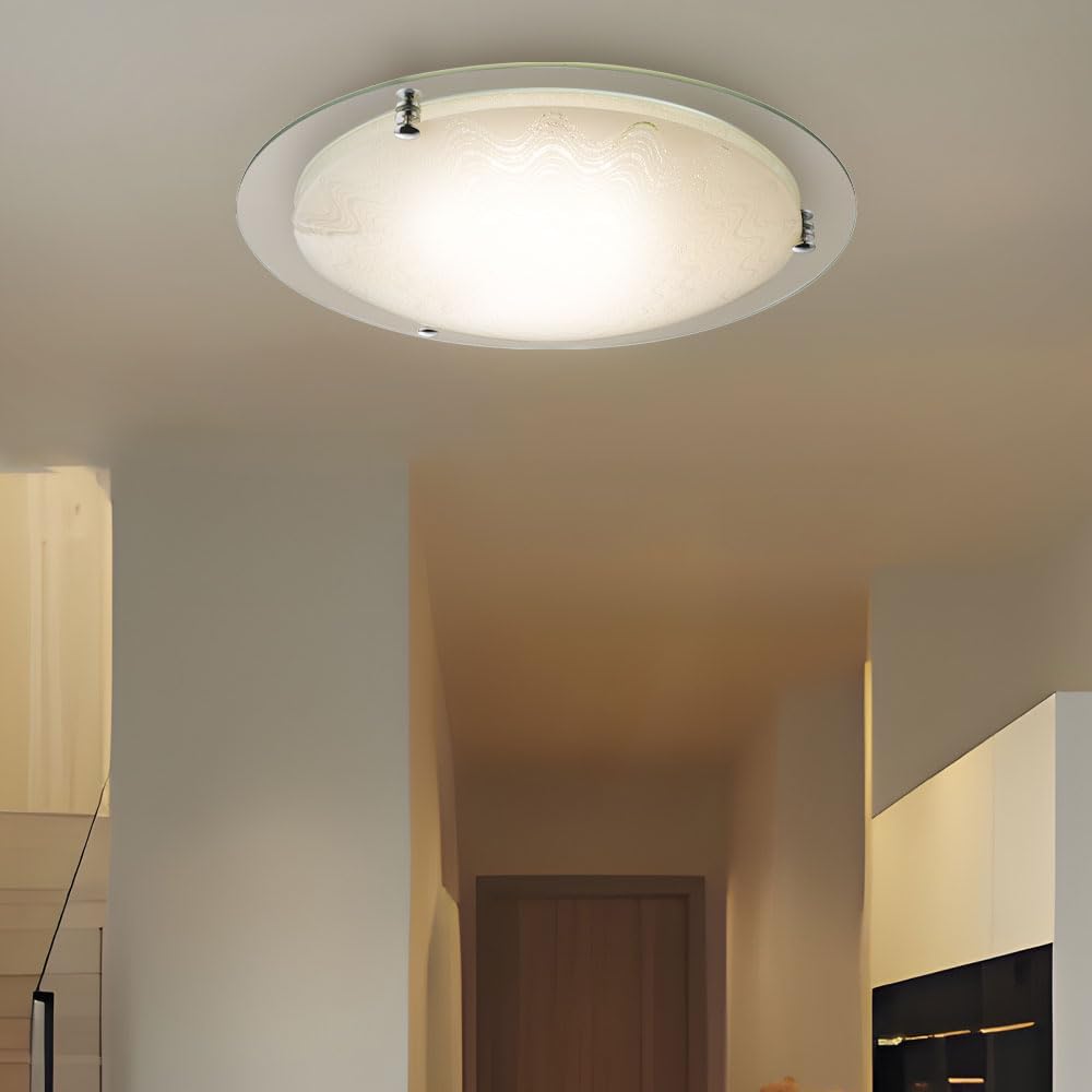 LED Deckenleuchte TRINDADE, rund, Glas mit Struktur, Spiegel