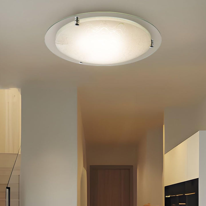 LED Deckenleuchte TRINDADE, rund, Glas mit Struktur, Spiegel
