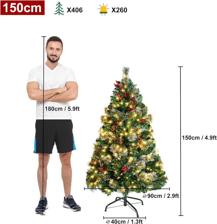 Aufun Künstlicher Weihnachtsbaum Tannenbaum mit Beleuchtung 260 LED warm-weiss inkl. Metallständer 4