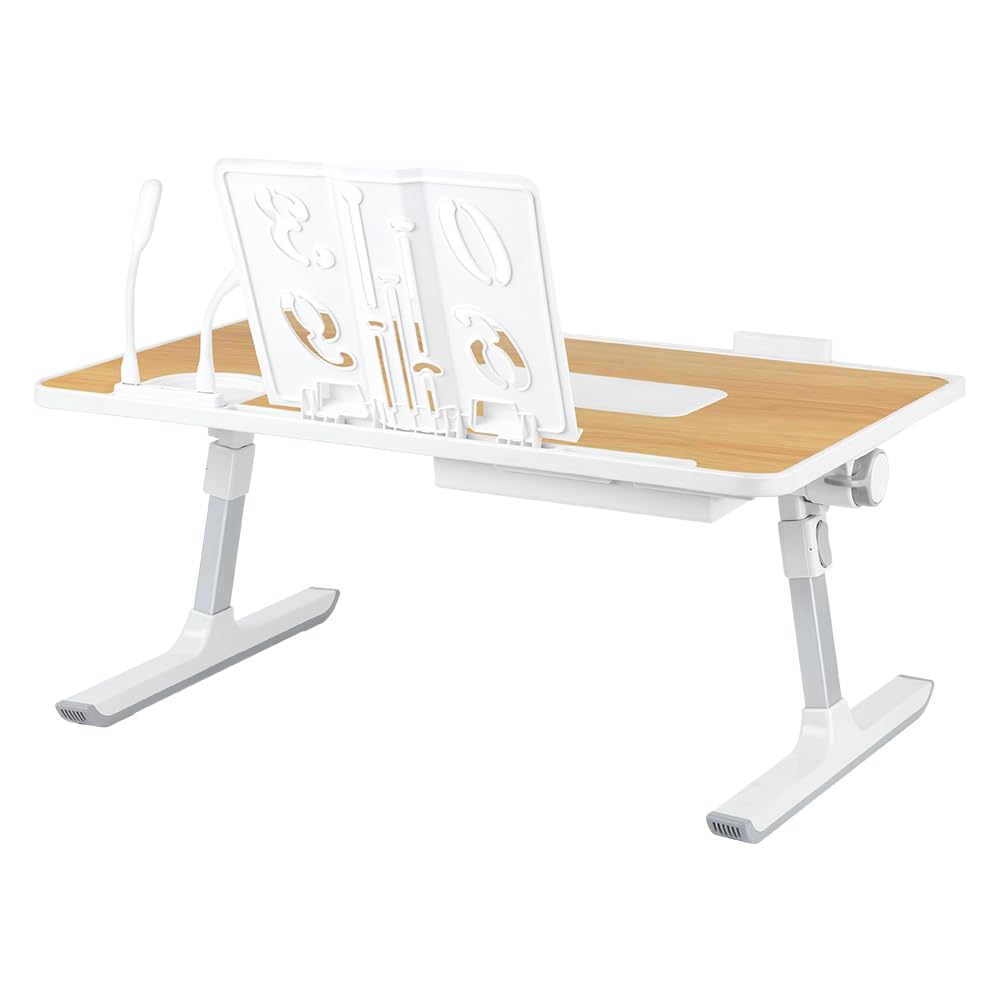 LANTUS Laptop-Ständer fürs Bett, Betttisch mit Laptop-Kühler, Halterung für Tablet, Schublade, höhen