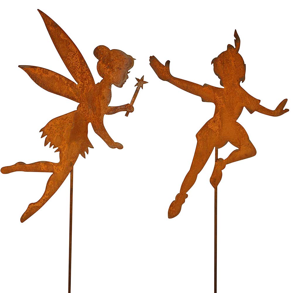Gartenstecker wie Tinkerbell Metall Rost Gartendeko Edelrost rostiger Beetstecker 60cm (Tinkerbell +