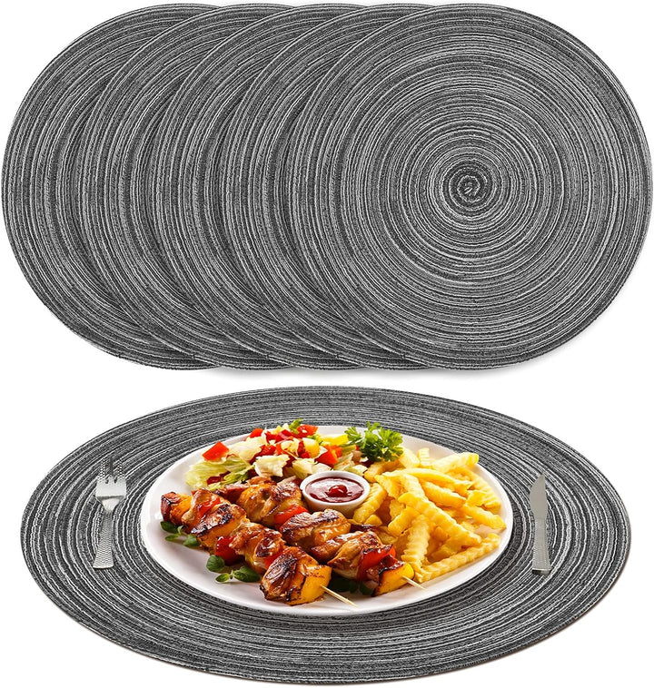 Tischsets Abwaschbar Rund Geflochten Tischset 6er Set, 38cm Rund Platzsets Abwischbar, rutschfest, H