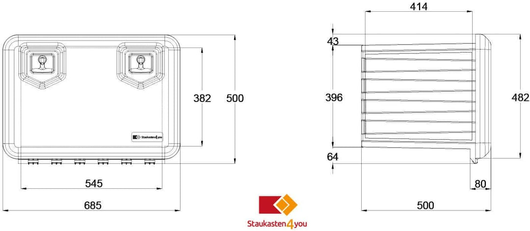 LKW Staukasten 685x503x500mm Staubox Kunststoff 109 ltr Deichselbox Daken A110
