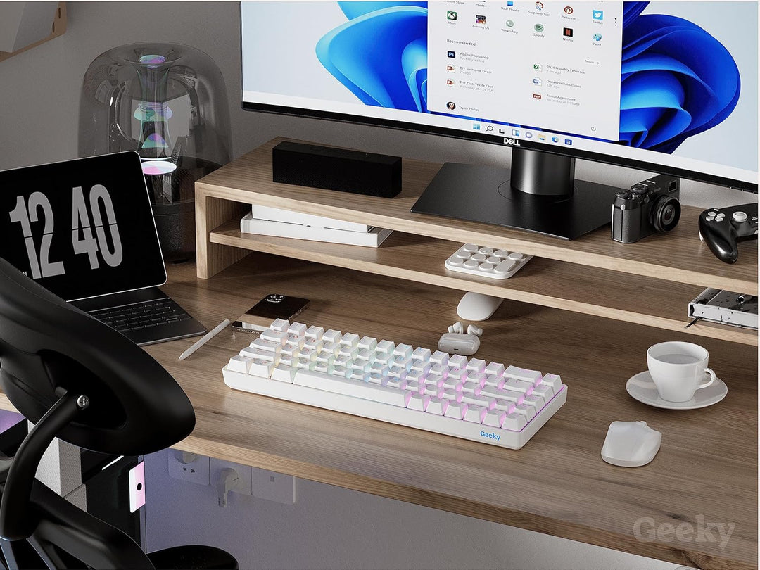 Geeky GK65 65% | Hot Swappable Mechanische Gaming-Tastatur | 68 Tasten Multi Color RGB LED Hintergru