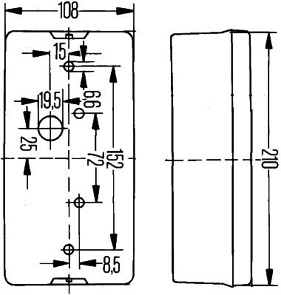 HELLA - Heckleuchte - Glühlampe - 24/12V - Anbau - Lichtscheibenfarbe: rot/gelb - Stecker: Flachstec