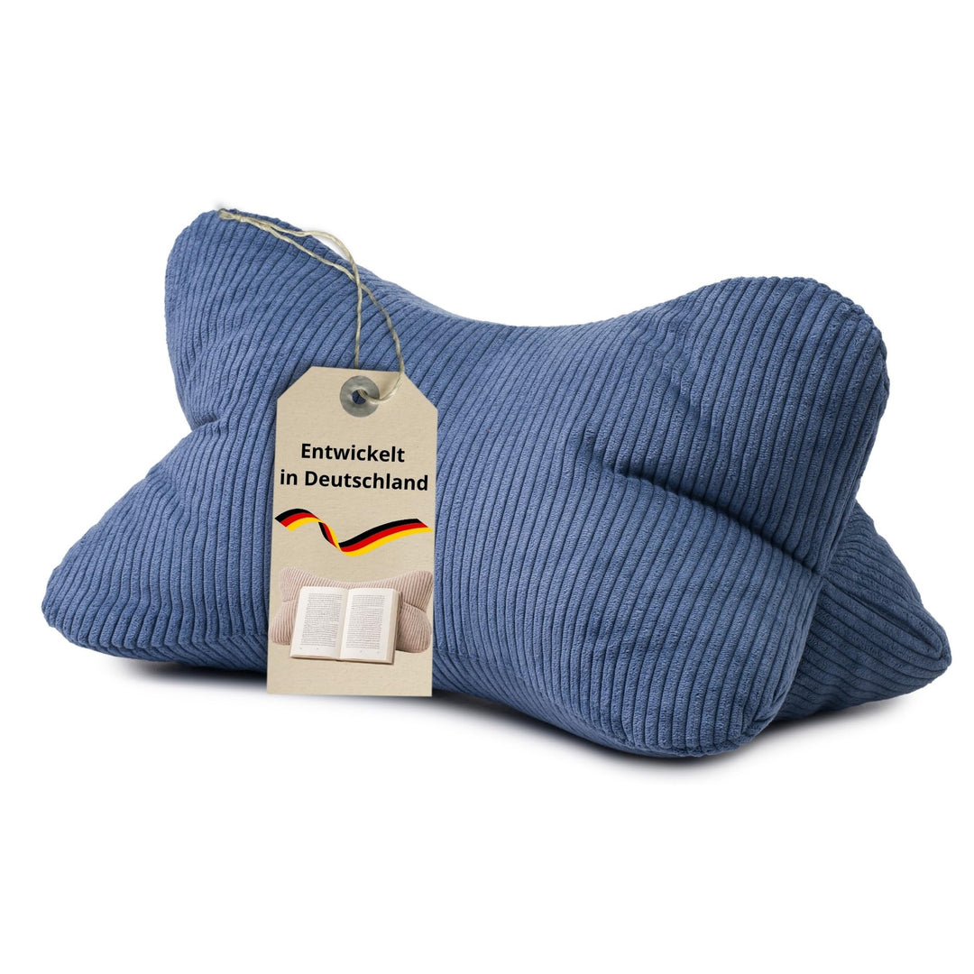 liebling Cord Lesekissen für Bett und Sofa, Bücherkissen, Lesehilfe, 40x25 cm, Leseknochen, Serie Ve