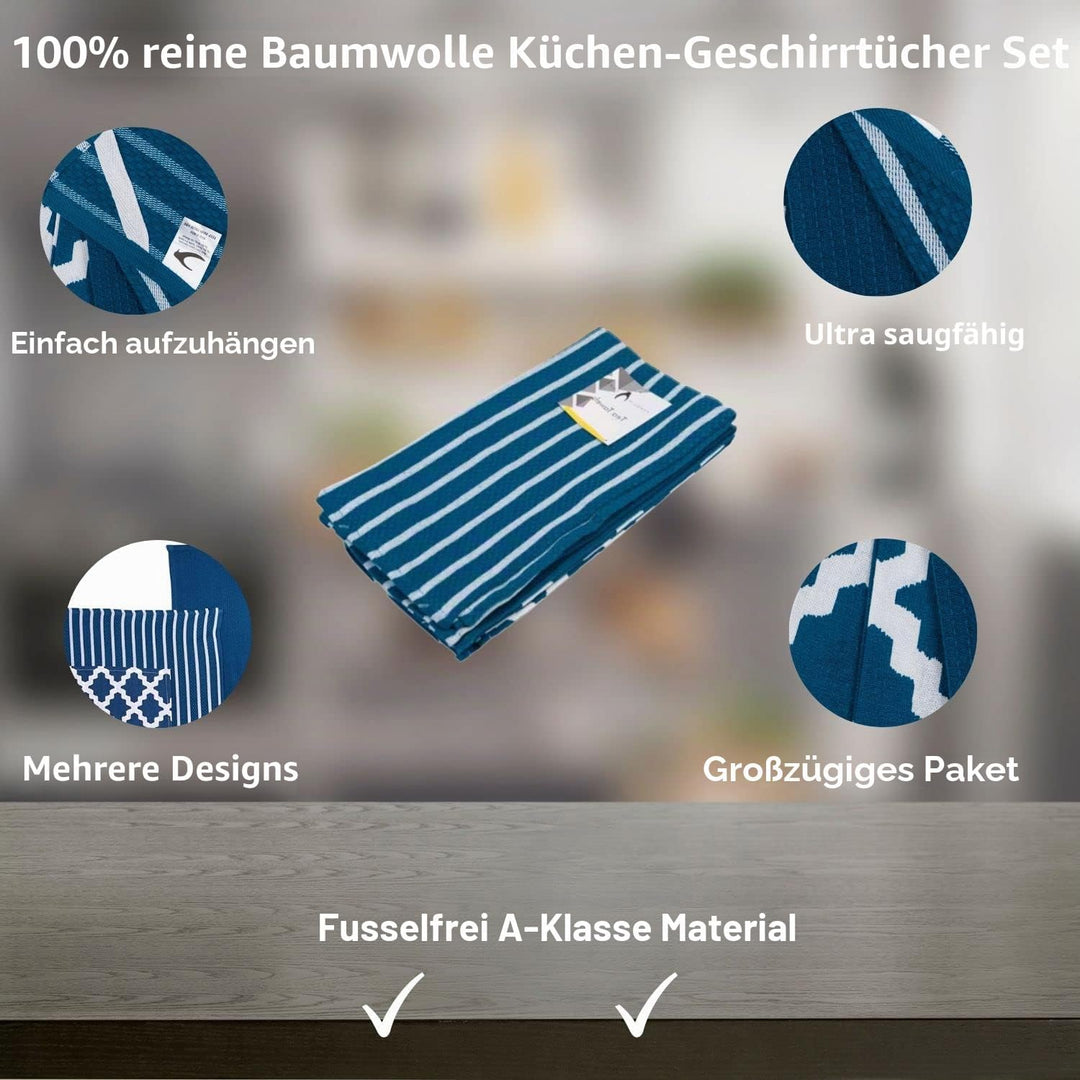 Penguin Home® 100% Baumwolle, Hellblau, Für Die Küche | 10-Set | Stilvolle, Weiche Und Strapazierfäh