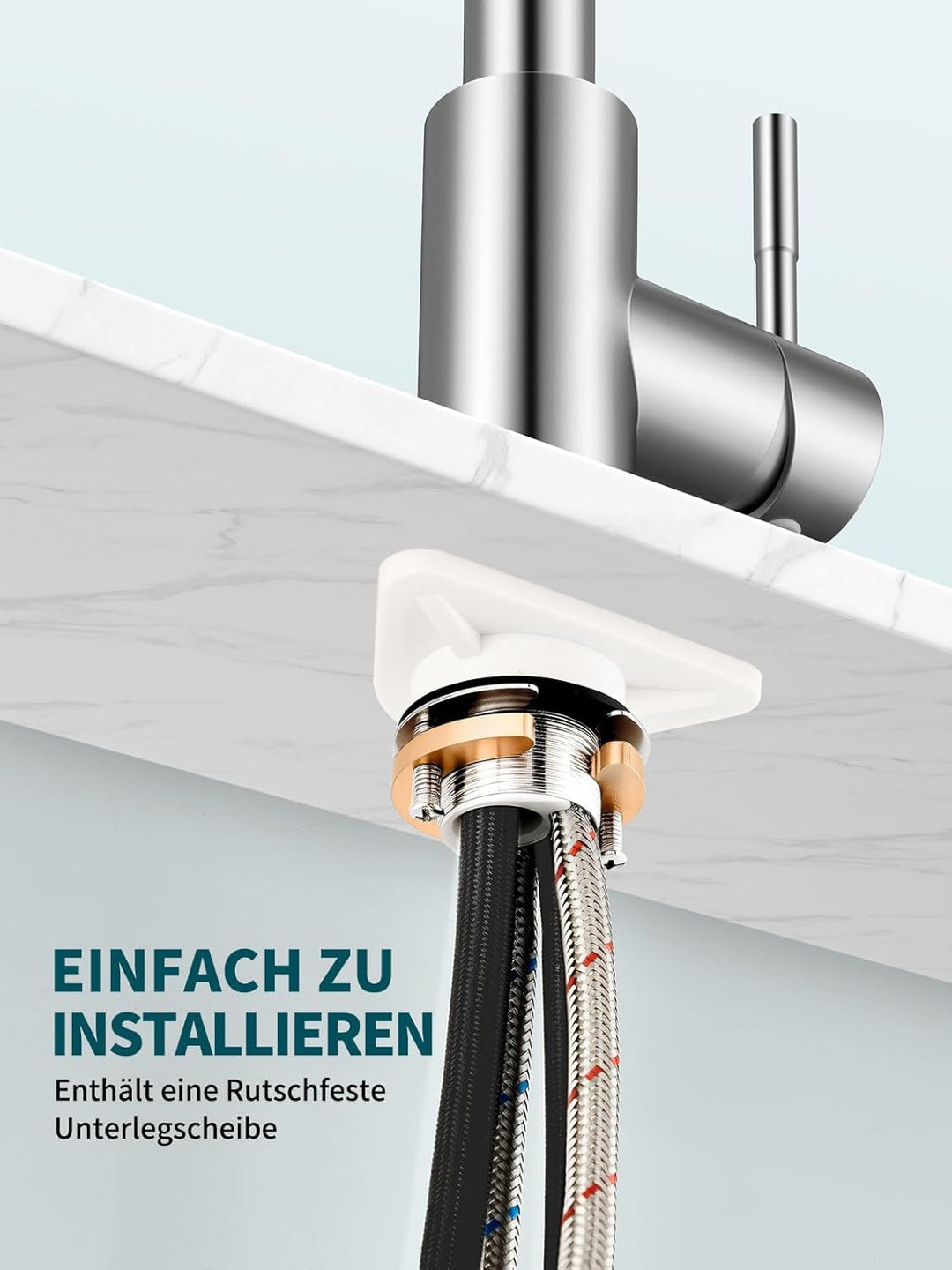 Hiqufet Wasserhahn Küche, Ausziehbare Küchenarmatur mit Sprühbrause aus Edelstahl und 2 Sprühfunktio