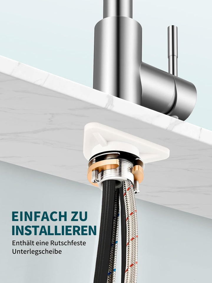 Hiqufet Wasserhahn Küche, Ausziehbare Küchenarmatur mit Sprühbrause aus Edelstahl und 2 Sprühfunktio