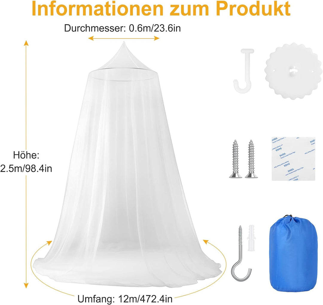 VEVOQIM Moskitonetz Bett für Doppelbett Einzelbett, Grosses Moskitonetz Reise Betthimmel Mückennetz
