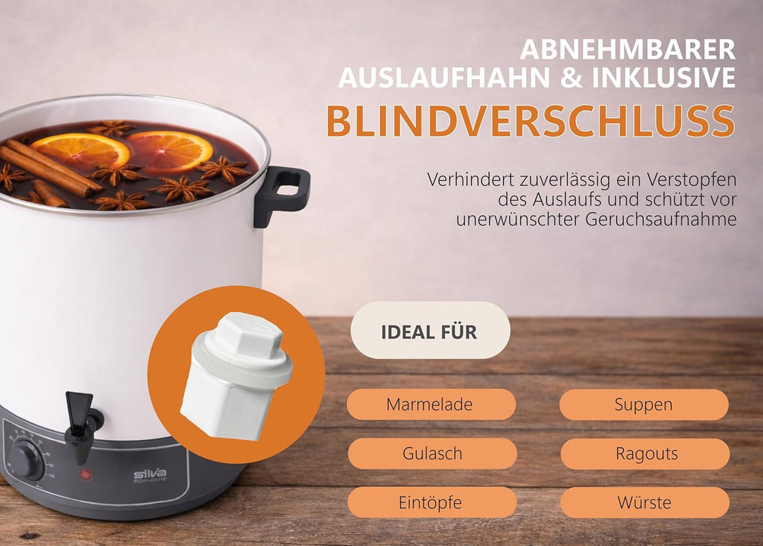 Silva Homeline HG-E 290 – 2-in-1 Einkochautomat & Heissgetränkeautomat, 29 L Volumen, 23,5 L Nutzinh